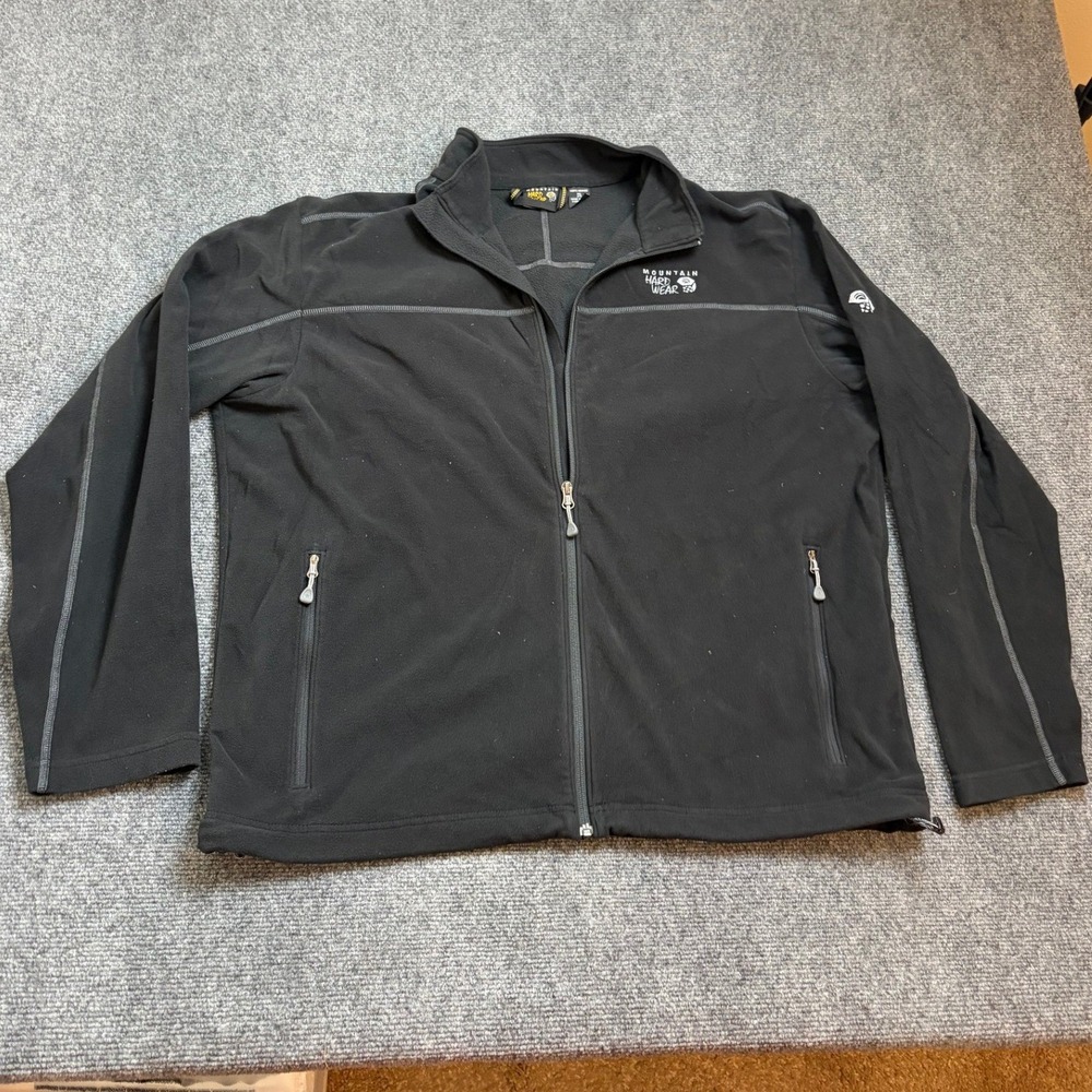 Mountain Hardwear Mens XXL Black Full Zip Fleece Jacket OM3885 Hiking Outdoor
